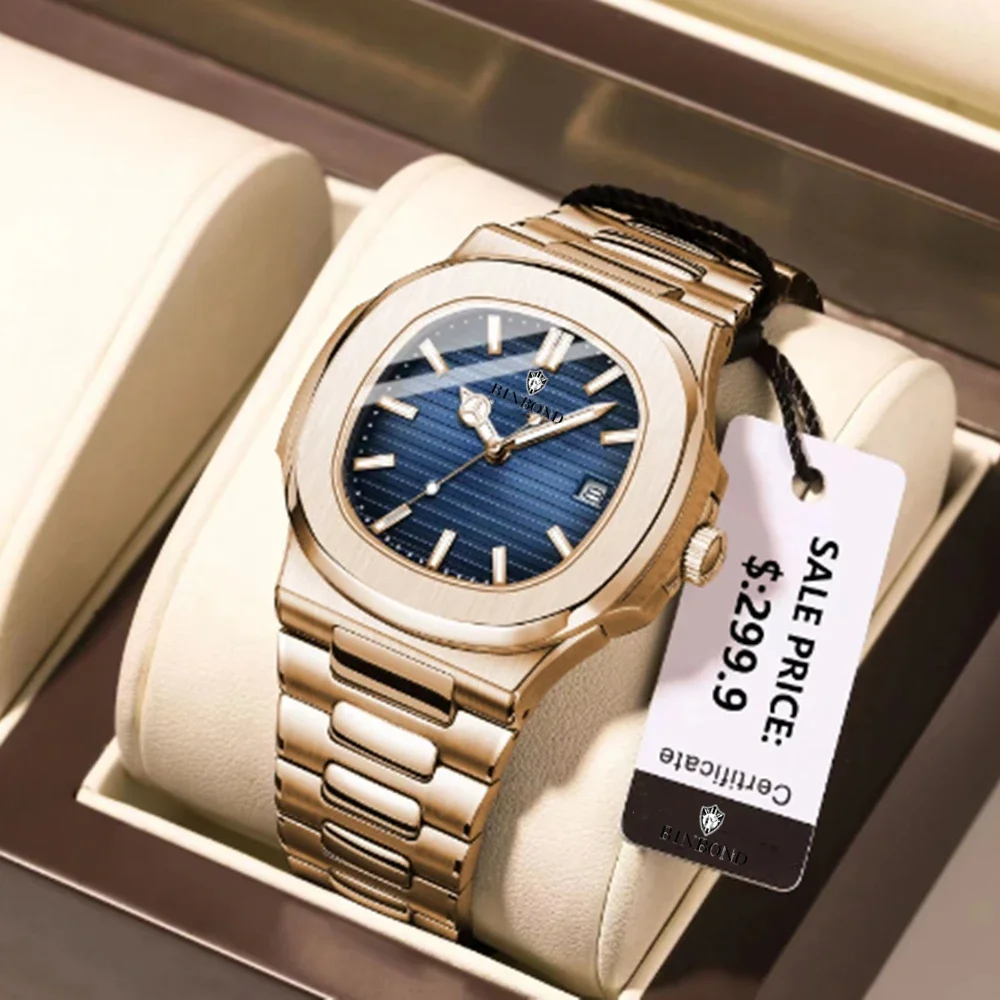 Smartwatch Luxury Watches For Men - Nova suíça homem casual rosa ouro