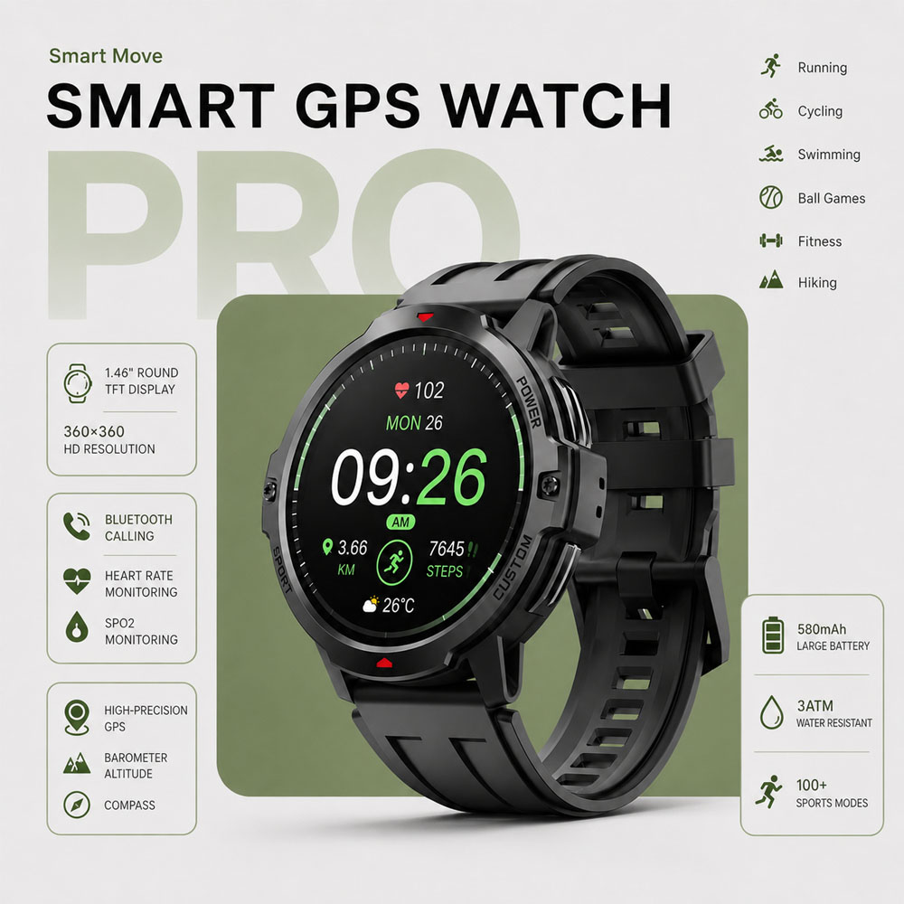 Smartwatch Timex Watches For Men - NOVO Smartwatch Militar GPS de 1,46