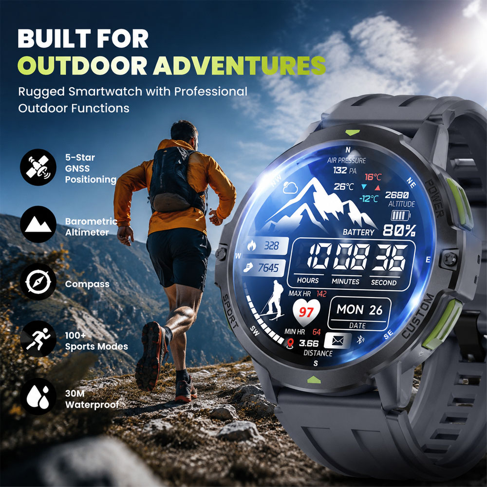 Novo Smartwatch Militar GPS 20 - Smartwatch Timex Watches For Men avaliação e preço