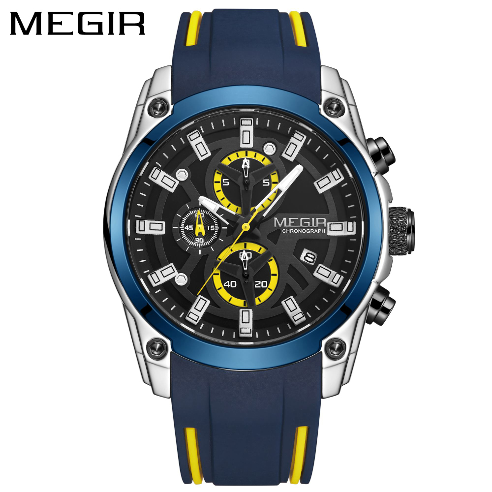 Megir relógio de quartzo mascu - Silicone Sport Band avaliação e preço