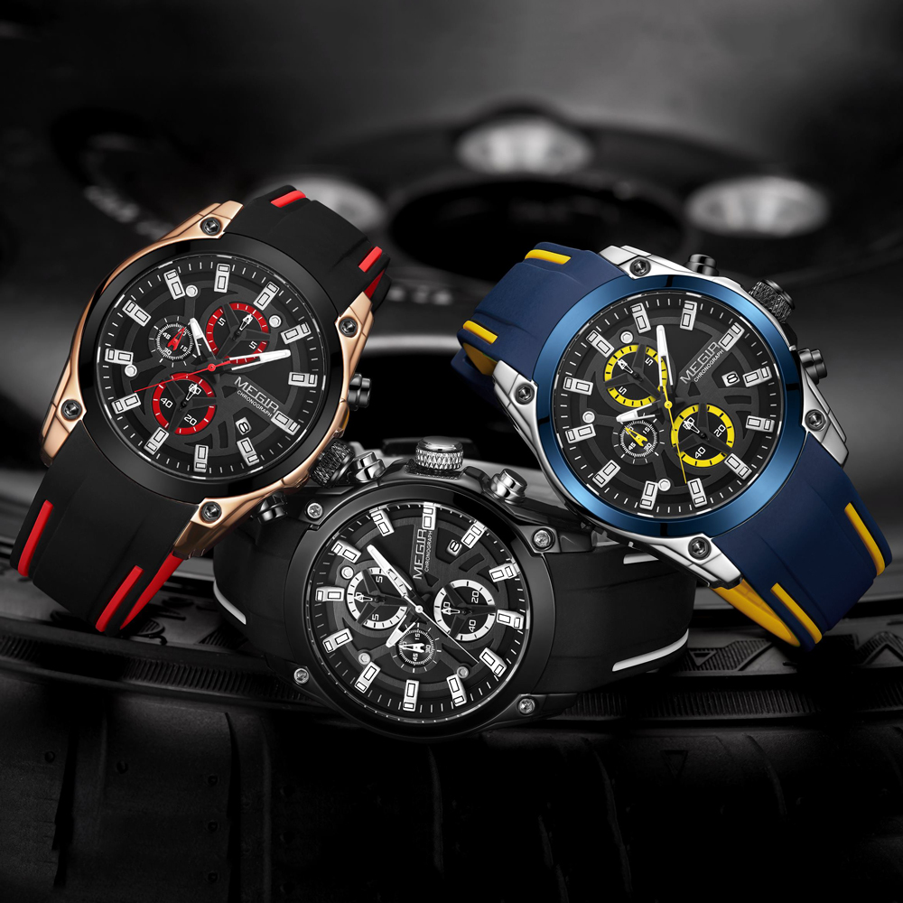 Megir relógio de quartzo mascu - Silicone Sport Band avaliação e preço