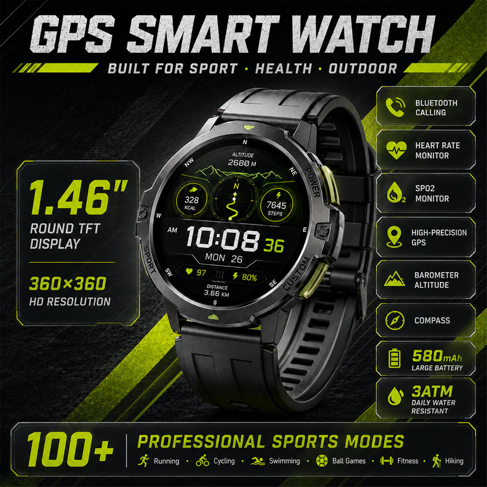 NOVO Smartwatch Militar GPS 3A - Smartwatch Timex Watches For Men avaliação e preço